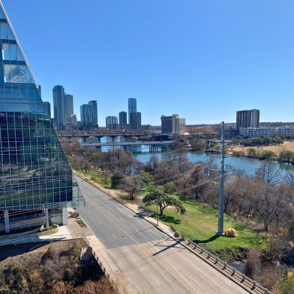 Downtown Austin from the public library terrace