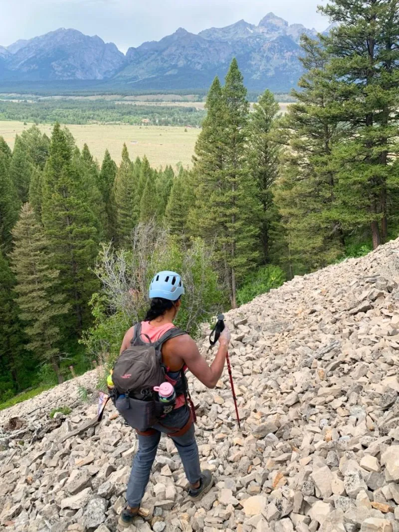 Full time traveler hiking in the Grand Tetons