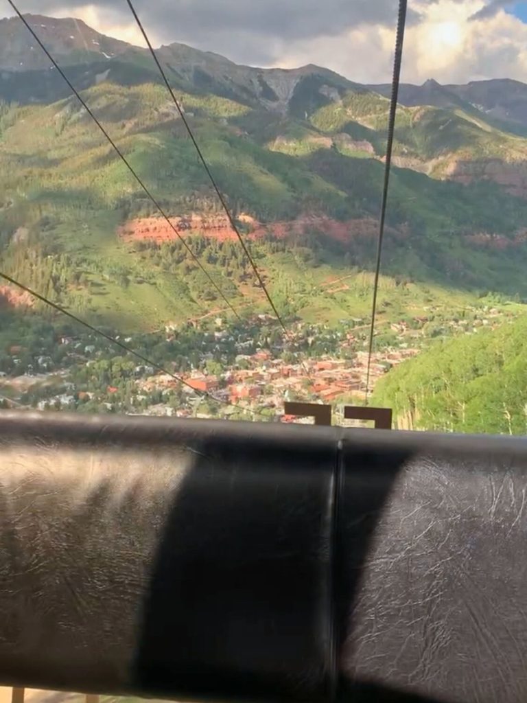 Riding the free Gondola from Telluride to Mountain Village