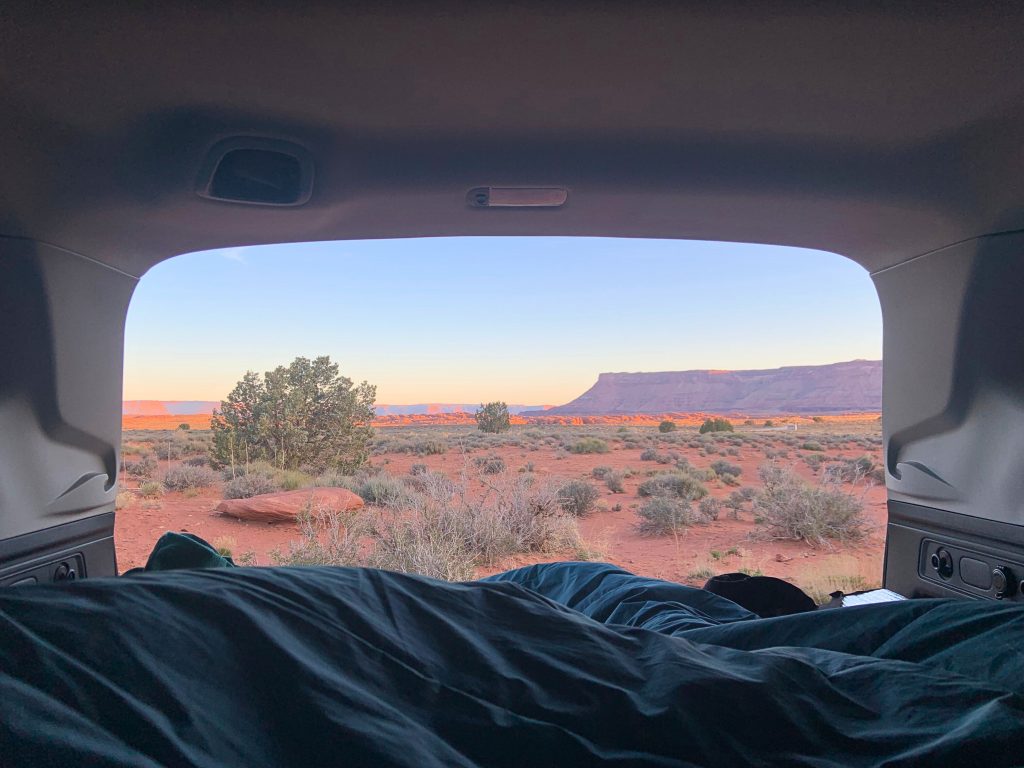 SUV camping in Utah