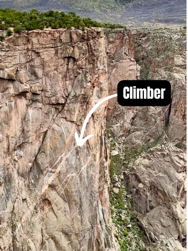 Trad Climber on Painted Wall in Black Canyon of the Gunnison