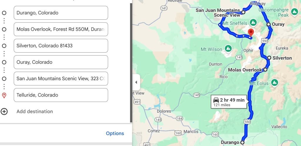 million dollar highway map