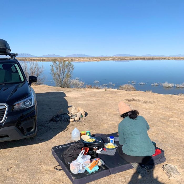 Free camping near White Sands National Park at Raptor Lake