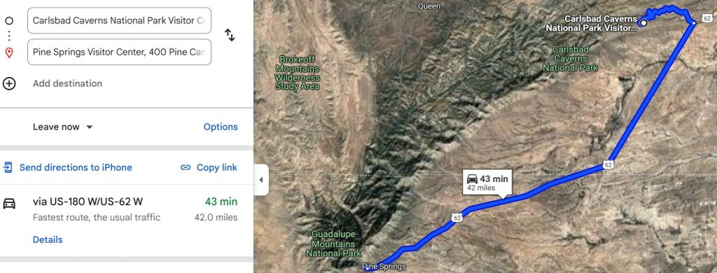 Guadalupe Mountains National Park to Carlsbad Caverns National Park