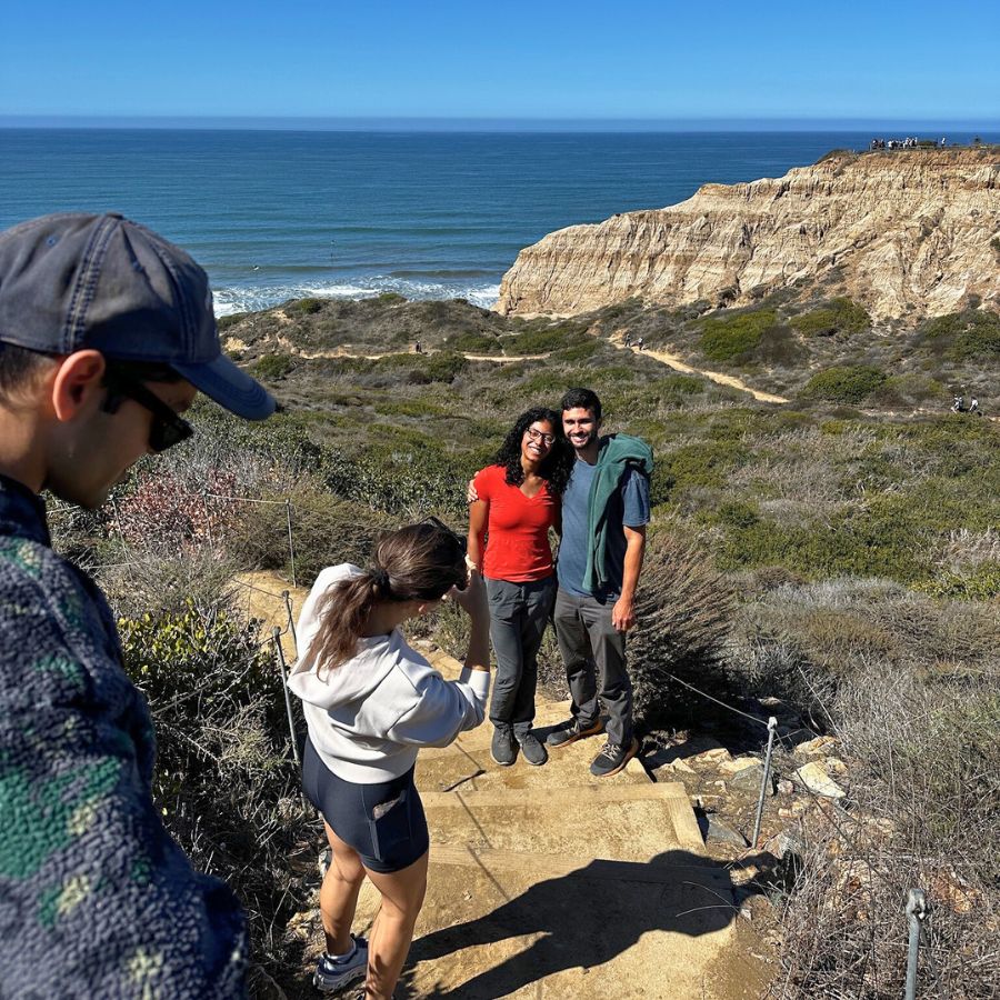 Taking a photo at Torrey Pines in San Diego