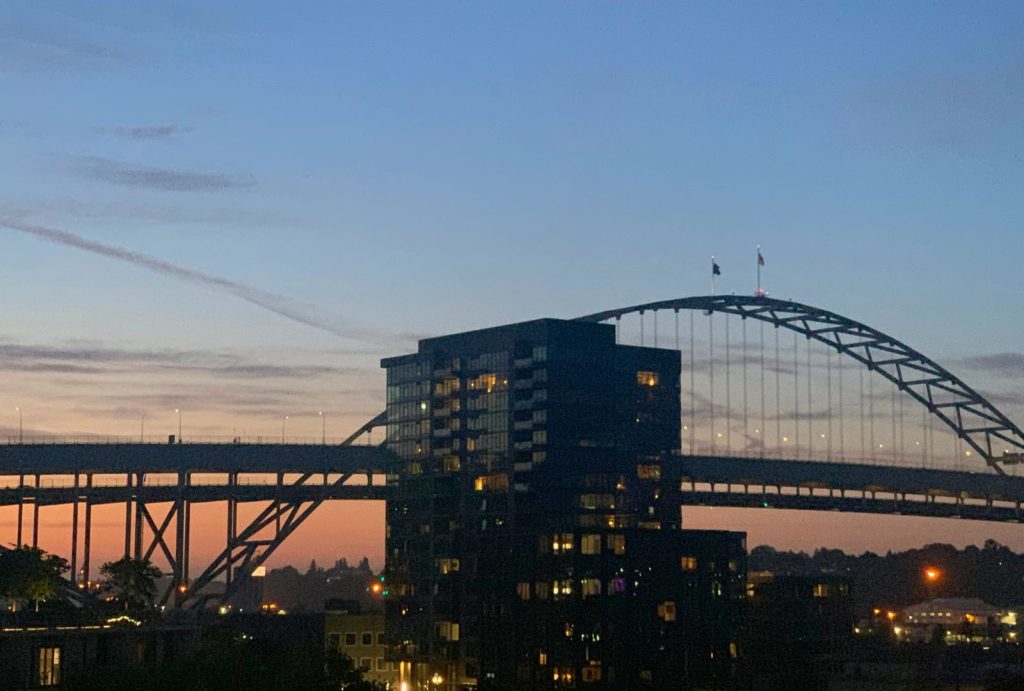 Downtown Portland Oregon during sunset