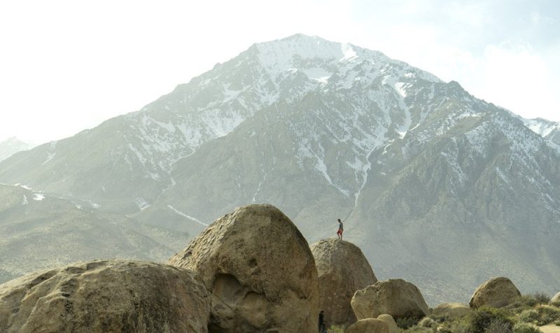 Eastern Sierras from Buttermilk Boulder in Bishop
