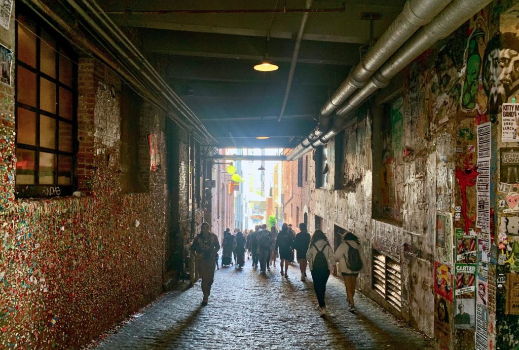 Gum wall under Pike Place Market in downtown Seattle
