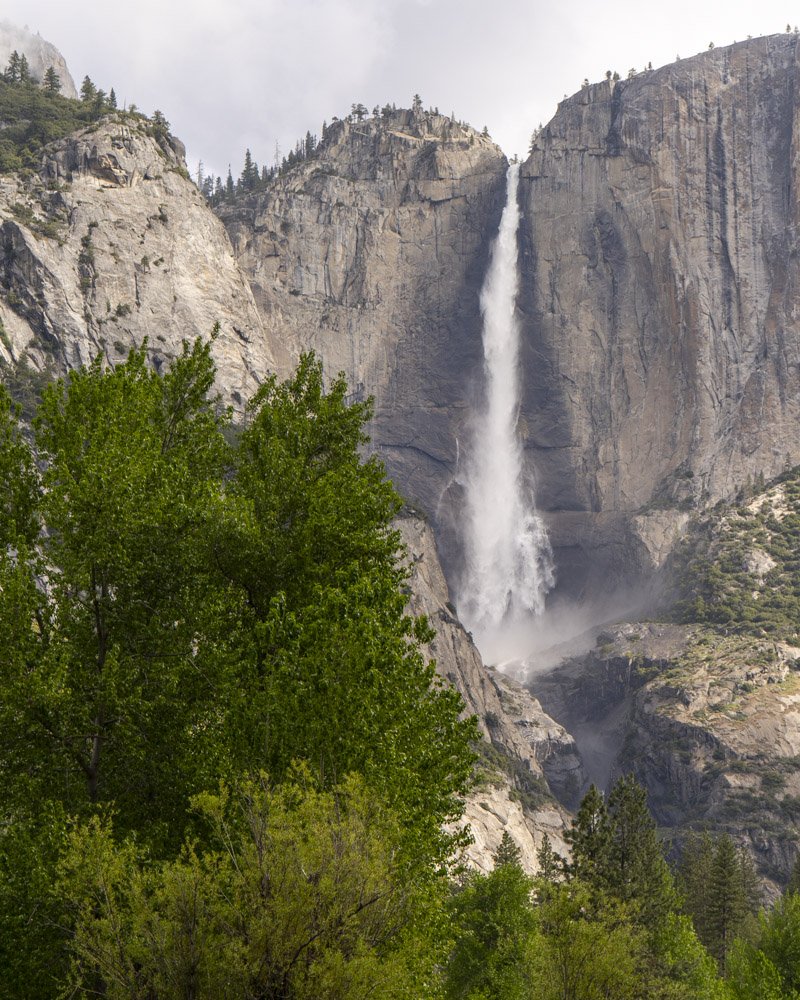 Upper Yosemite Falls seen from Swinging Bridge Picnic Area