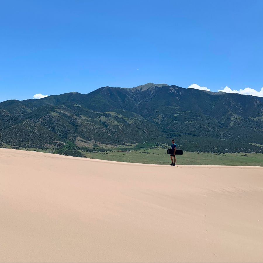 Hiking and sand sledding in Great Sand Dunes National Park
