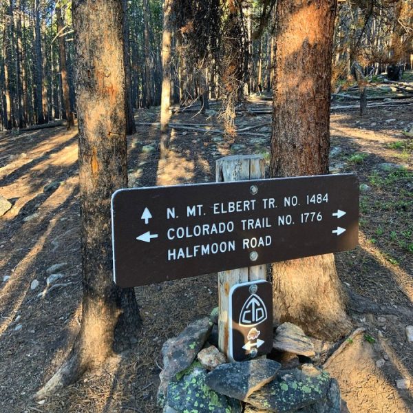 Signs and directions on Mount Elbert's Northeast Ridge Trail