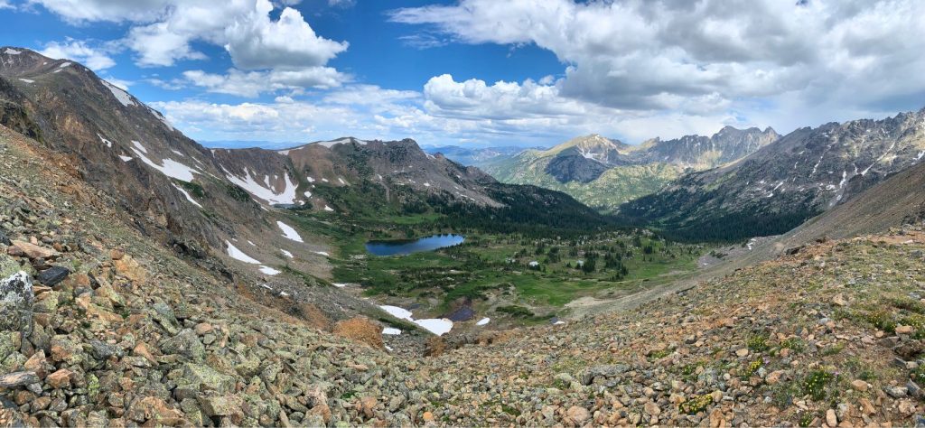 View of Caribou Lake from Arapaho Pass