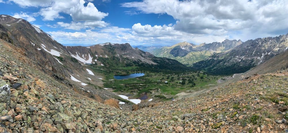 View of Caribou Lake from Arapaho Pass