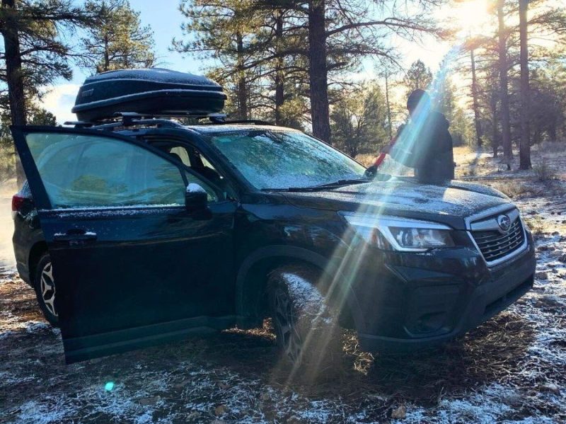 Car camping in the winter in Grand Canyon