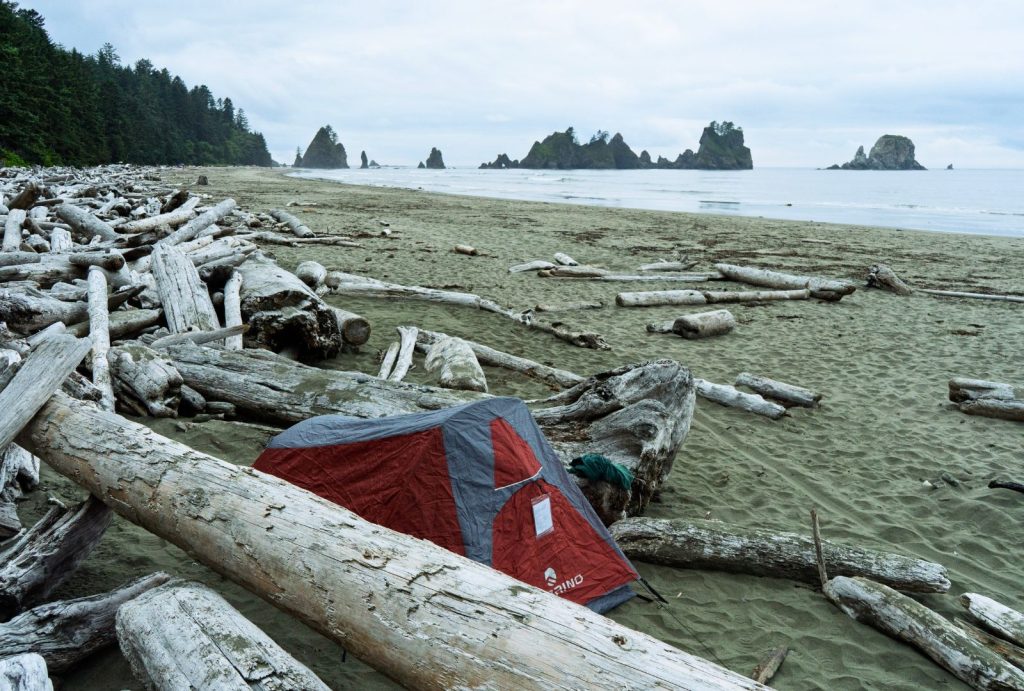 Sleeping on Shi Shi Beach during Olympic National Park itinerary