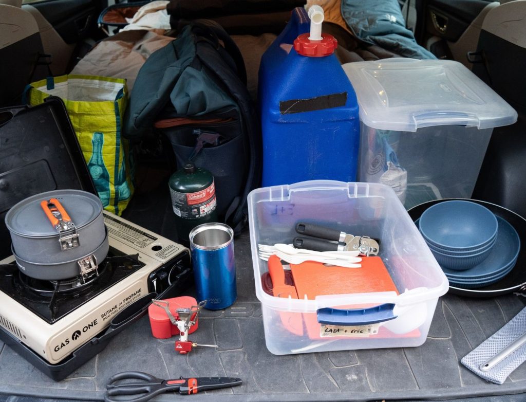 kitchen setup for car camping