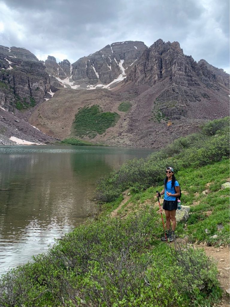 Hiking by Cathedral Lake in the alpine